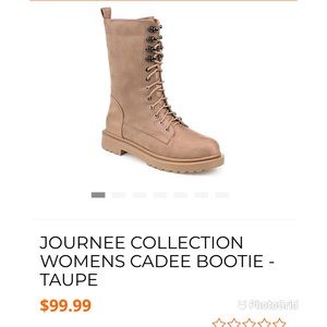 Journee Collection Cadee Taupe Tan Beige Suede Lace-Up Combat Boots